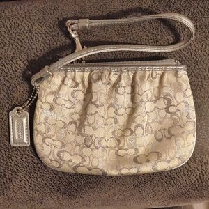 Coach Metallic Silver Wristlet